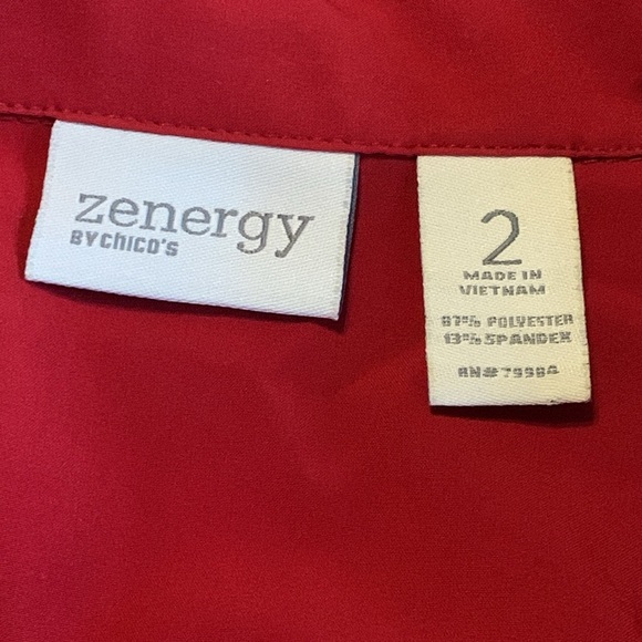 Women’s Zenergy By Chicos Red Full Zip Lightweight Coat Size 2 = 12/14 Large EUC - Picture 7 of 8